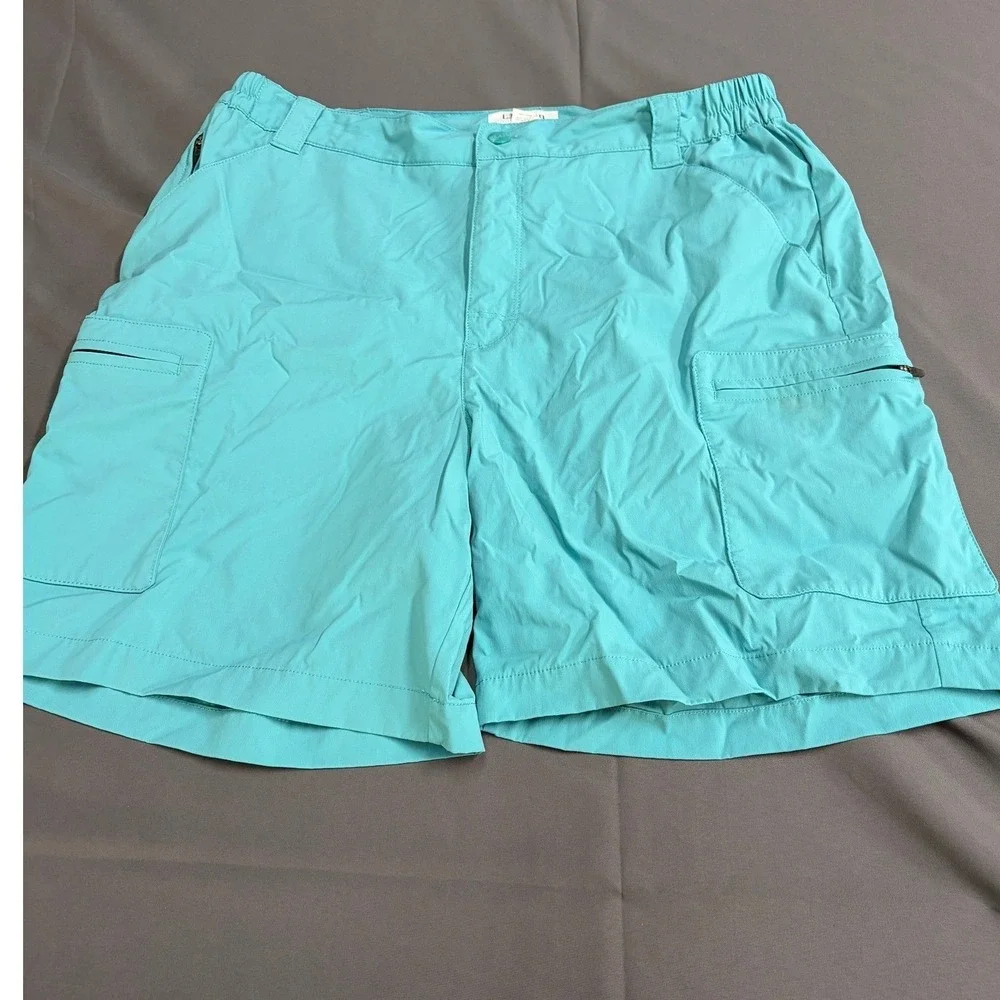 LL Bean Comfort Gold Shorts Mens Medium Regular Teal Blue Nylon Spandex‎ Hiking